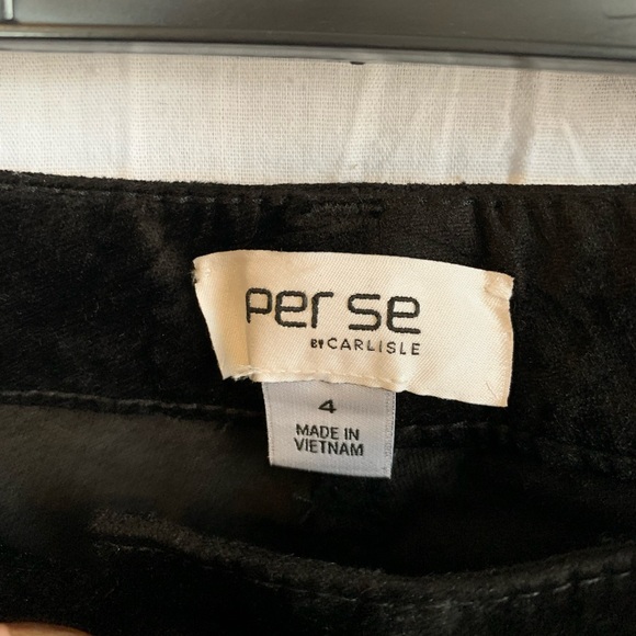 PER SE Skinny Black Velvet Pants Size 4 - Picture 2 of 7